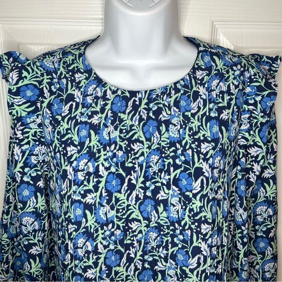 Vineyard Vines Winter Garden Pintuck Front Dress Deep Bay Blue Green XXS NWT - Picture 3 of 11
